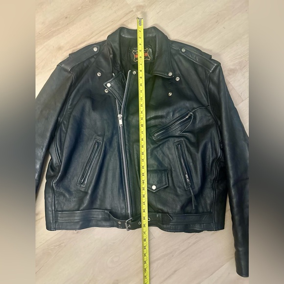 Vintage BIKER’S LEATHER STUFF Men’s Black  Moto Jacket 52” Chest (2XL) - Picture 11 of 13